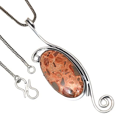 Colgante ojo de pájaro jaspe piedras preciosas día de San Valentín étnico joyería de plata 2,5" Foto 1 de 4