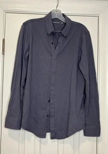 Abercrombie Fitch Mens Cotton Blend Woven Long Sleeve Button Shirt Grey Blue M - Picture 1 of 5