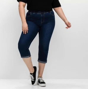 Sheego Damen Jeans Hose Slim Fit Stretch Dehnbund dark blue denim Gr. 42 NEU - Bild 1 von 1