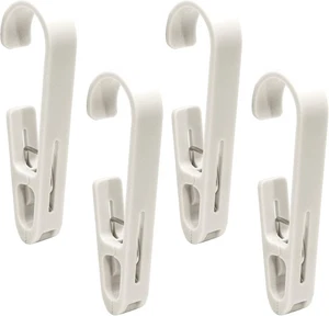 Uenhoy Large Laundry Hooks with Clips 4 Pcs Clothes Pins Heavy Duty, White  - Picture 1 of 7