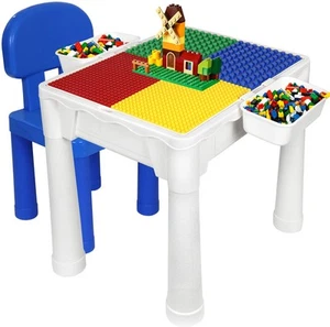 Building Blocks Table for Kids 7 in 1 Activity Table Set for Toddler, with Chair - Picture 1 of 7