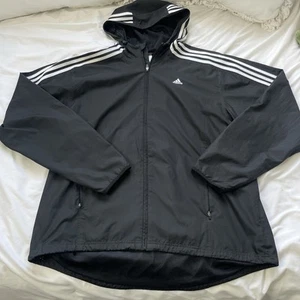 Giacca Adidas uomo taglia XL nera Essentials 3 righe giacca a vento con cappuccio - Foto 1 di 13