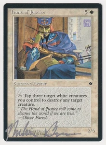 Silver Signed Hand of Justice MP Artist Melissa A. Benson Fallen Empires MTG! - Picture 1 of 2