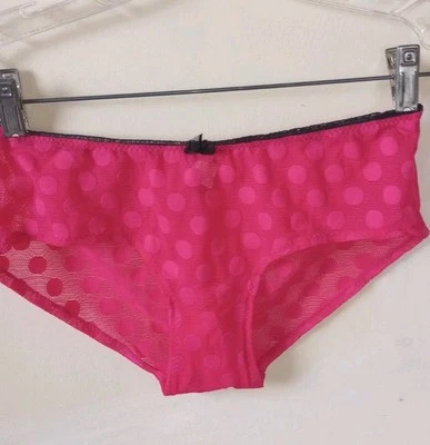 NWOT BETSEY JOHNSON HEART STRETCH LACE Bikini PANTIES  Hot Pink Small - Image 1 of 4