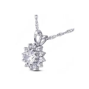 0,55ct TW F SI1 Rundschliff natürliche zertifizierte Diamanten 14K Gold Anhänger + Kette - Bild 1 von 3