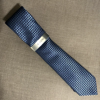 Alfani Men's Slim Neck Tie Aspen Neat Navy Blue 2.75" inch Blade MSRP $55 - Image 1 of 2