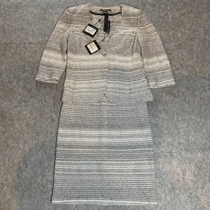 St John Womens Bianco Multi Suit dress Raya Knit Striped Metallic size 4 - Picture 1 of 12