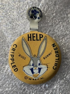 Looney Tunes 1958 Bugs Bunny Pin Help Crippled Children Pin Tab 01 - Picture 1 of 3