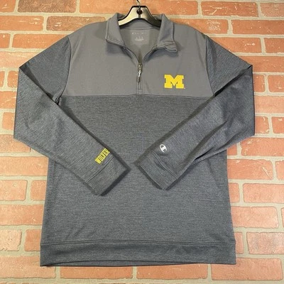 Michigan Wolverines Champion Brand Quarter Zip Gray Navy Men’s Medium EUC - Image 1 of 4
