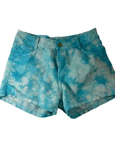 Free Like Womens Size 32 Aqua Tie Dye Shortie Denim Shorts Festival Casual - Picture 1 of 7