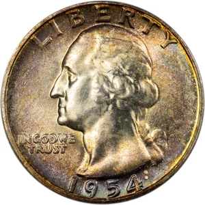1954 Washington Quarter - Nicely Toned - GEM BU! - Picture 1 of 7