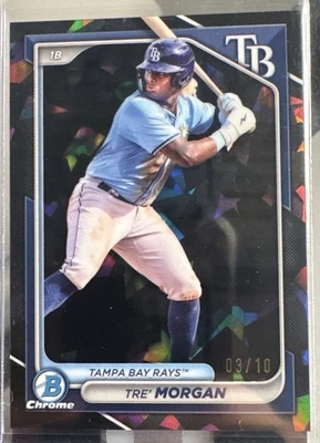Tre' Morgan Black Refractor /10 - 2024 Bowman Draft Sapphire #BDC-197 Rays  - Image 1 of 2
