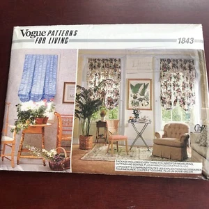 Vogue Patterns For Living 1843 Decorating Curtains Swags 1987 Uncut - Picture 1 of 8