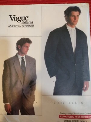 Vogue American Designer Pattern - Perry Ellis Men's Jacket size 38-40-42 Uncut - Image 1 of 3
