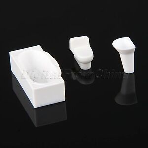 10 Set White Miniature Bathroom Wash Bathtub Basin Scenery Layout 1:50 Scale