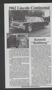 Imperial Palace Las Vegas sheet JFK Kennedy Bubbletop 1962 Lincoln Continental - Picture 1 of 1
