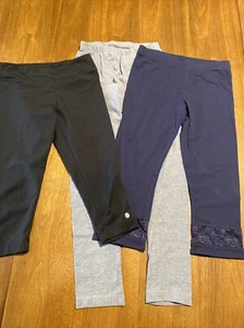 SO LEGGING 10 / 12 GIRLS CAPRI GRAY BLACK Lot Of 3 (1 Pair Bally) Play School - Picture 1 of 8