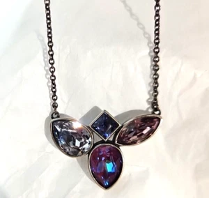 Touchstone Crystal by Swarovski Mulled Necklace Burgundy Mauve Amethyst Crystals - Picture 1 of 7