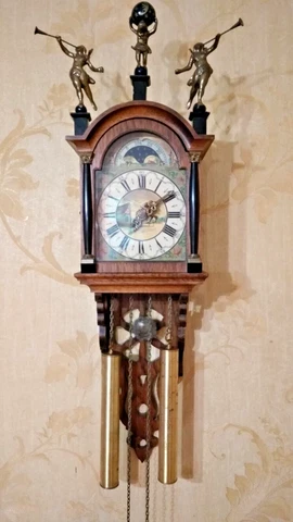 Dutch Friesian Vintage Antique Wall Clock 8 day Holland (Warmink Wuba era) 1970s Cover