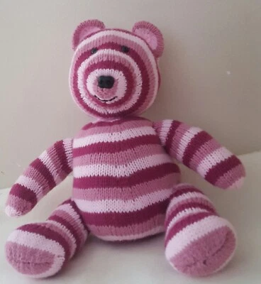 Knitting  Pattern Instructions To Make "Charlotte" Pink Stripes Toy Bear - Image 1 of 4