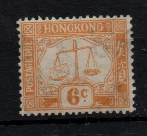 Hong Kong 1923 6c yellow Postage Due Upright WMK D4 LHM WS41464 - Picture 1 of 1