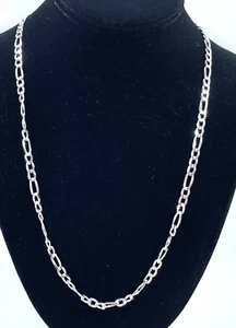 "Collar de cadena de plata de ley marcado 925 D + E hecho en Italia Figaro 24""" - Imagen 1 de 7