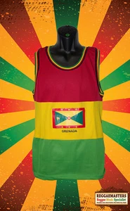 GRENADA FLAG MOTIF RED YELLOW GREEN BASKETBALL MESH VEST TOP ROOTS & CULTURE - Picture 1 of 1