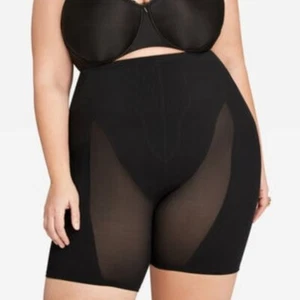 Leg Tummy Shaper Panty 1X/2X/4X Bike Short Black Mesh High Waist Ashley Stewart - Picture 1 of 2