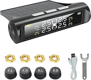 Tyre Pressure Monitoring System, Solar Wireless TPMS + 4 External Sensors, Real- - Picture 1 of 9