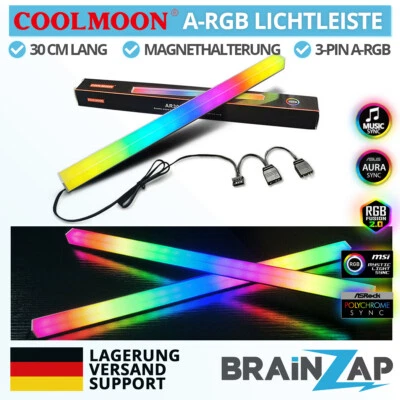COOLMOON A-RGB LED-Leiste Lichtleiste 3-PIN Magnet Aura Asus Asrock MSI Gigabyte - Bild 1 von 4