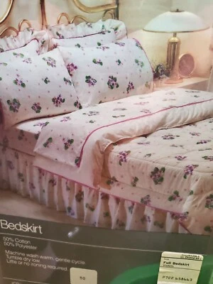 Elegante falda de cama estilo vintage violetas tamaño completo Foto 1 de 4