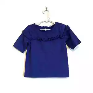 Janie and Jack short sleeve, blue ruffled top. Size 5. - Picture 1 of 5