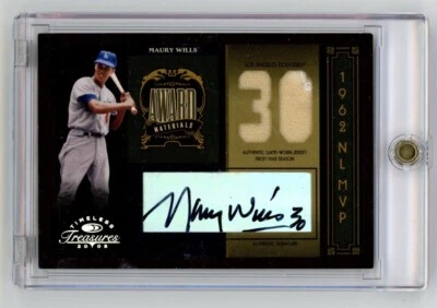 2005 Donruss Timeless Treasures Maury Wills 游戏使用 Prime Patch 签名 /5 MVP — 第 1/2 张图片