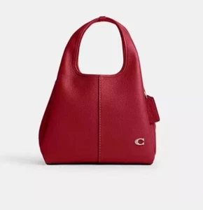 ❤️ Bandolera Coach Lana 23 Plateada/Rubí Pulida Cuero Guijarro Mediana - Imagen 1 de 10