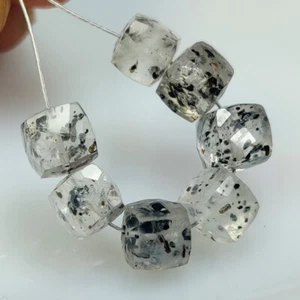 23.16 Ct-Natural Black Multiple Rutile Quartz Beauty Drilled Square Beads-A920 - Picture 1 of 2