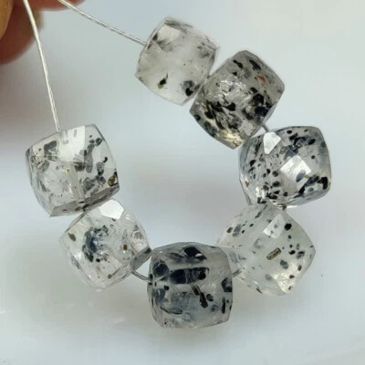 23.16 Ct-Natural Black Multiple Rutile Quartz Beauty Drilled Square Beads-A920 - Image 1 of 2