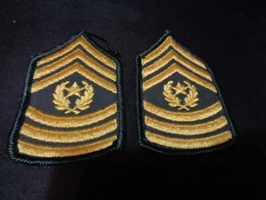 Pair (2) US Army Command Sergeant Major CSM Rank Insignia Patch Dress Greens 3" - Picture 1 of 7