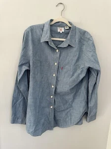 Levis blau Denim Chambray Boyfriend Fit Knopfleiste Hemd Damen Large - Bild 1 von 5