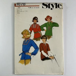 Style 1678 Notch Nuru Tunic Shirt Retro Long Short Top Ladies New Uncut Pattern - Picture 1 of 13
