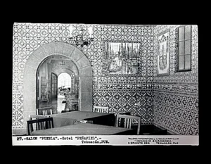 MEXICO Postcard • Salon Puebla Hotel Peñafiel Tehuacan • B/W Chrome Divided RPPC - Picture 1 of 2