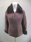 Easy Spirit Size S Womens Brown Down Feather Faux Fur Collar Quilted Jacket 604