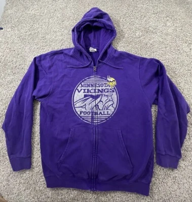 Винтажная мужская толстовка с капюшоном Minnesota Vikings L фиолетовая футбольный свитер NFL - Изображение 1 из 4