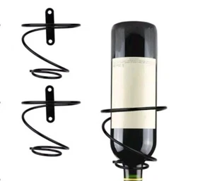 Ikea Spiral Black Iron S/2 Wall Mounted Floating Wine Bottle Holder • 5.25"L - Picture 1 of 11