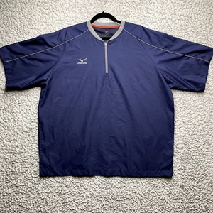 Mizuno 1/4 Zip Performance Windshirt Mens Large Blue Short Sleeve Baseball Golf - Picture 1 of 11