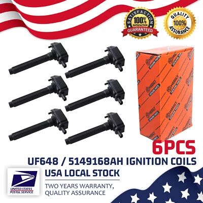 Juego de 6 bobinas de encendido UF648 / 5149168AH para Jeep Wrangler JK 3,6 L V6, Stock en EE. UU. Foto 1 de 4
