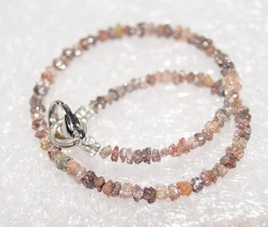 8.01 ct Natural Red Diamond Raw Rough Diamond Beads 6.5" Bracelet .925 Silver 10 - Picture 1 of 2