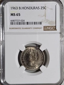 British Honduras 25 Cents 1963 NGC MS 65 - Picture 1 of 2