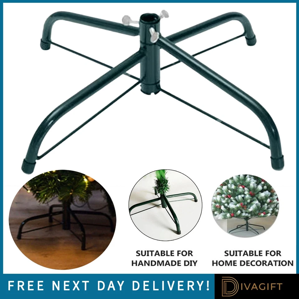 HEAVY DUTY 40CM/16IN METAL CHRISTMAS TREE STAND DARK GREEN XMAS HOLDER BASE NEW - Image 1 of 4