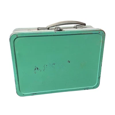 Vintage Metal Lunch Box Kids Retro Sea Foam Green Carry Case Toy Storage 60s - Image 1 of 4
