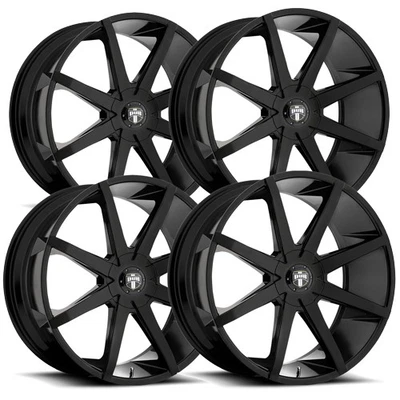 (Set-4) Dub S110 Push 22x9.5 5x4.5"/5x120 +32mm Gloss Black Wheels Rims 22" Inch Foto 1 de 4